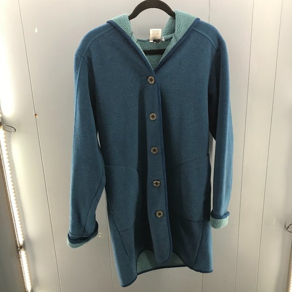 L.L. Bean Blue Button-Up Women's fleece jacket - Picture 1 of 7